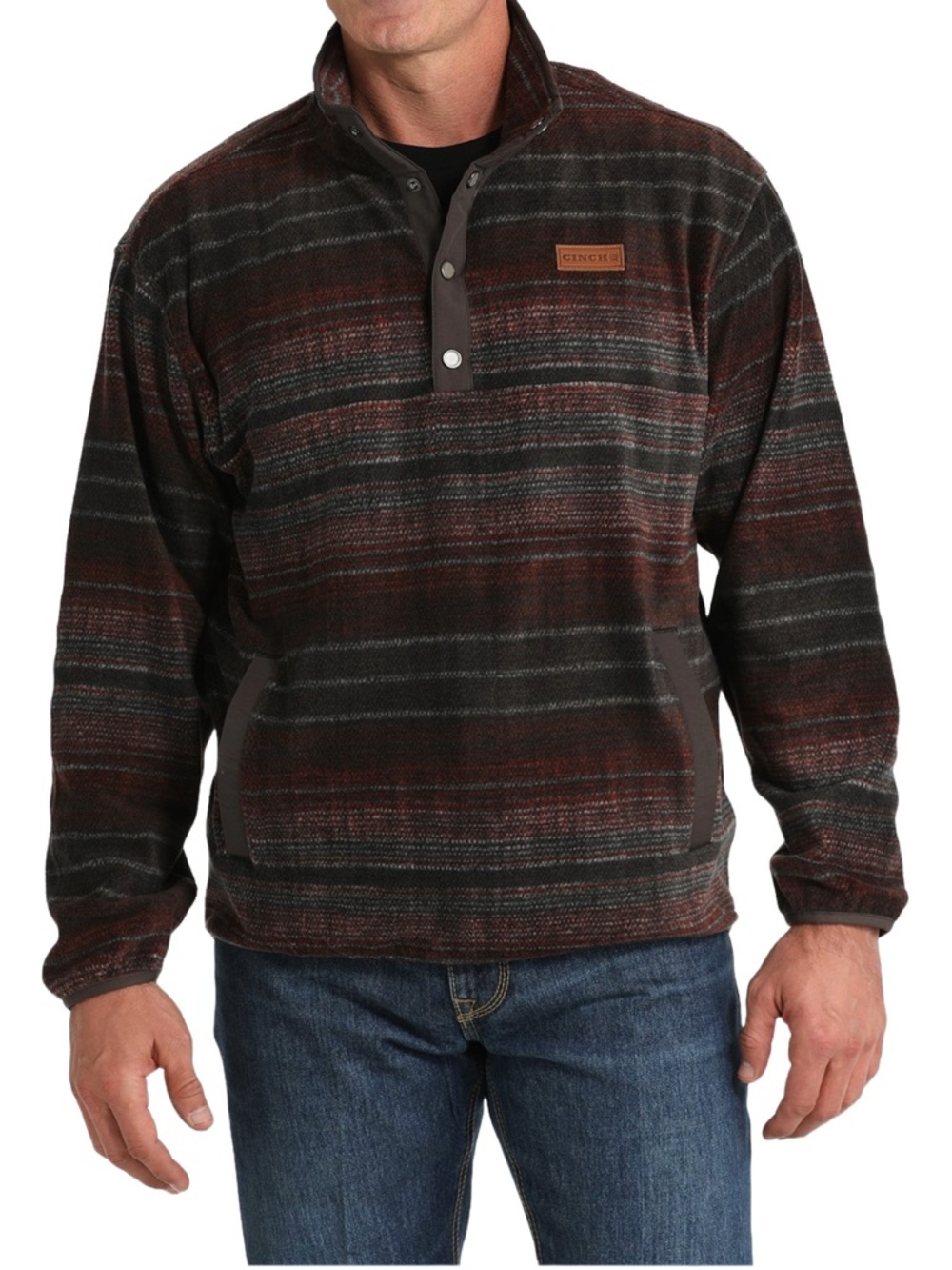 Cinch Men's Brown & Red Polar Fleece Pullover